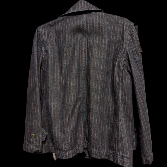 Ralph Lauren Medium dark denim jacket with red pinstripes and bronze buttons. - Picture 3 of 3